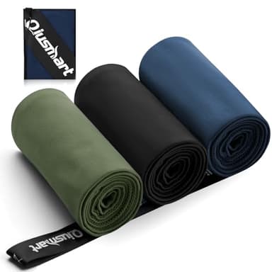 Mikrofaser Handtuch 3er Set (30*50cm): Schnelltrocknend & Kompakte Microfaser Sporthandtuch, für Reisehandtuch, Badetuch, Fitness, Strandtuch und Sport Handtücher (Marineblau, Schwarz, Armeegrün)