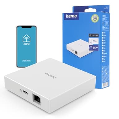 Hama Smart Home Hub (Smart Home Zentrale, Zigbee Hub, Matter, Thread Home Hub, Controller, App-/Sprachsteuerung, kompatibel m. Alexa, Apple Home, Google Home, Home Assistant etc.) weiß