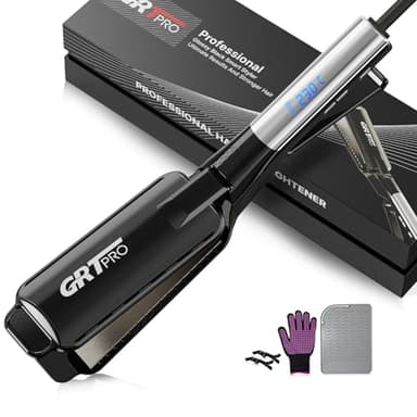 Glätteisen Breit Extra 55mm Haarglätter Professioneller Styler, Anti-Frizz Ionen-Technologie Keramik-Turmalin-Beschichtung LCD-Display 19 Temperaturstufen 50~230°C, Für Dickes, Krauses, Lockiges
