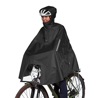 Tatonka Bike Poncho L - Wasserdichter Fahrrad-Poncho mit Kapuze, Sichtfenster für das Fahrradlicht, Reflektoren und Eingriffen für die Hände - Größe L (black)