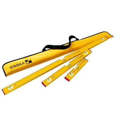 STABILA PRO SET 80 AS, 4-teiliges Wasserwaagen-Set: 120 cm / 60 cm / 30 cm/Tasche, verstärktes Alu-Profil, integrierte Rutsch-Stopper, Made in Germany, Gelb