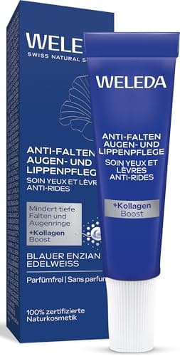 WELEDA Bio Anti Falten Augenpflege & Lippenpflege Blauer Enzian & Edelweiß - Naturkosmetik Augencreme/Lippencreme mindert tiefe Falten, Augenringe, Tränensäcke & Schwellungen (vegan, 10ml)