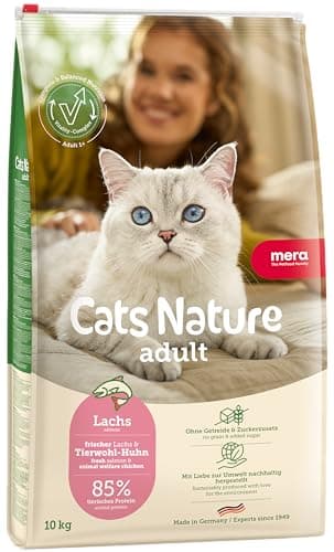 MERA Cats Nature Lachs Premium Katzenfutter Trocken 10kg | Getreidefrei & zuckerfrei | Adult Katzen Trockenfutter hoher Fleischanteil | Dry Cat Food
