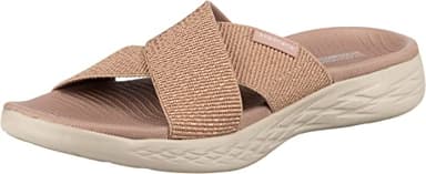 Skechers Damen On-the-go 600 Glistening Sandalen, Rose Gold Textile, 39 EU