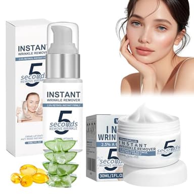 2 Atück von Antifaltencreme Soforteffekt, 5 Second Instant Anti-Wrinkle Lifting Cream, Faltencreme mit Soforteffekt, Wirkt Effektiv Gegen Falten, Verbessert Tränensäcke und Strafft Das Gesicht(30ML)