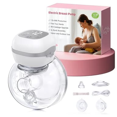 Elektrische Milchpumpe - 201g BPA-frei Milchpumpe Elektrisch Tragbar für Reisen, 3 Modi und12 Stufen, SPA-artiges Pumpen für stillende Mütter, Grau, 1 Stück