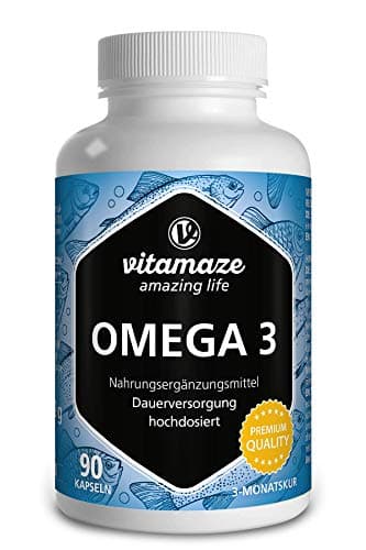 Omega 3 Kapseln hochdosiert, 400 mg EPA & 300 mg DHA in Triglycerid-Form für 3 Monate, 1 Kapsel pro Tag, 1000 mg Fischöl aus nachhaltigem Fischfang, höchste Bioverfügbarkeit, Made in Germany