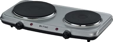 ELTAC Doppelkochplatte DK 28 - 2 Gussheizplatten, stufenlos regelbar, Überhitzungsschutz, 2500 Watt, Silbermetallic