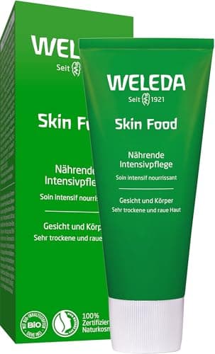 WELEDA Bio Skin Food Feuchtigkeitscreme 75ml - reichhaltige Naturkosmetik Hautpflege SkinFood Hautcreme zur Pflege von sehr trockener Haut. Natürliche Körper- & Gesichtscreme nährt die Haut intensiv