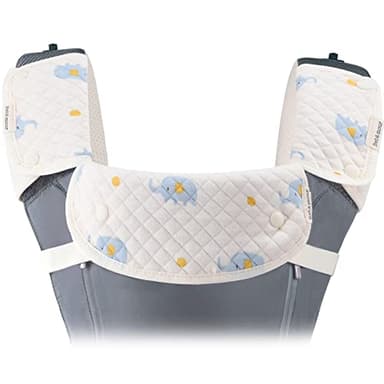 Bebamour Saugnäpfe für Babytragetasche, Zahnenunterlagen, Sabberlätzchen, Baumwolle, Babytrage-Lätzchen, 3 Stück, passend für alle Marken, Babytragetasche, blauer Elefant