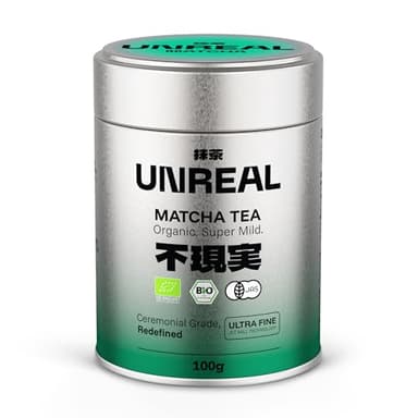 UNREAL® 100g Ceremonial Bio Matcha – 100% Japanischer Zeremonieller Grüntee – Premium Qualität aus Shizuoka – Für Tee, Latte & Smoothies – Besonders fein vermahlen