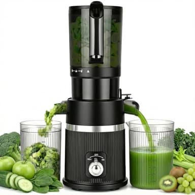 Rawhui Entsafter Slow juicer 200W mit 112 mm Großem Einfüllschacht für Ganze Gemüse und Obst, Entsafter Gemüse und Obst Testsieger,BPA-Frei, Leicht zu Reinigen,Saftpresse Schwarz