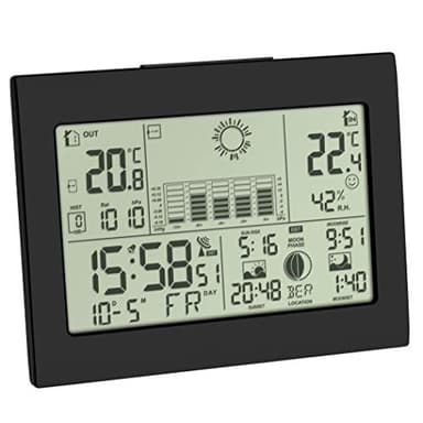 TFA Dostmann Funk-Wetterstation Horizon, 35.1155.01, mit Außensensor, Wettervorhersage, mit Funkuhr, schwarz, L 158 x B 26 (51) x H 123 mm