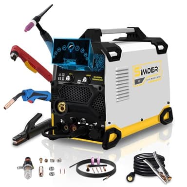 MAG Aluminium Schweißgerät 10 in 1 200A Impuls MIG//MAG/HF WIG/MMA/Spool Gun/Pilot ARC Plasmaschneider SSIMDER MAG Schweißgerät SD4050Pro Elektroden Schweißgerät für Farm Repair Home DIY Autoreparatur