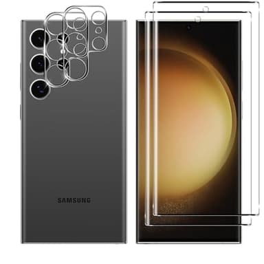 Kokio für Panzerglas für Samsung Galaxy S23 Ultra Schutzfolie, 2 Stück Schutzglas mit 2 Stück Kameraschutz Glas, 9H Härte Displayschutzfolie, 0.33 mm HD Klar, Anti-Kratzer, Blasenfrei