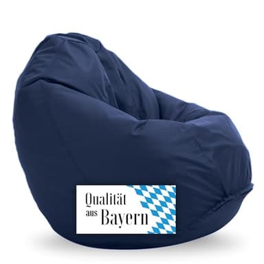 Bruni Sitzsack Classico L in Blaugrau – XL Sitzsack mit Innensack zum Lesen, Abnehmbarer Bezug, lebensmittelechte EPS-Perlen als Bean-Bag-Füllung aus Deutschland