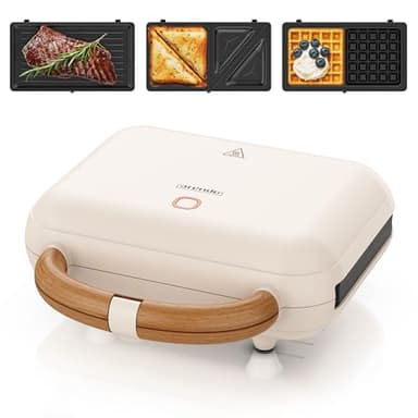 Arendo - Sandwichmaker 3in1 Waffeleisen Kontaktgrill mit abnehmbaren Platten - 2 Zonen - mit Antihaftbeschichtung - BPA frei - Temperaturkontrolle – Sandwichtoaster - BPA frei
