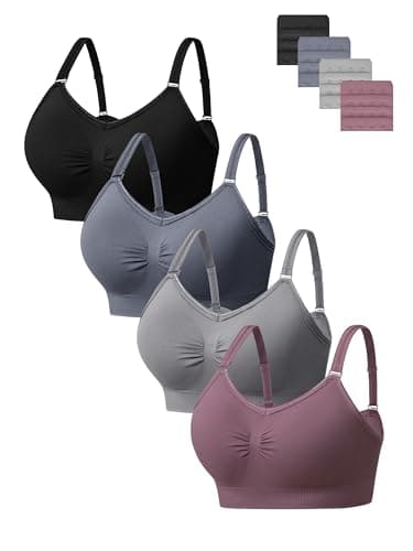 HBselect 4er Pack Gepolsterte BHS ohne Bügel Damen Rückenfrei Nahtlose Bralettes Bügelloser T-Shirt BHS Sports Bra Yoga Bustier für Frauen Mädchen