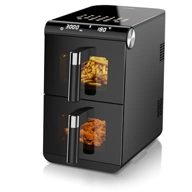 Arendo - Heißluftfritteuse XXL Dual Zone 2 Kammern – 11,4L Kapazität – 2 Zonen – Airfryer Doppelkammer mit Sichtfenster – 13 Programme – BPA-frei - 3D Umluftsystem - Sync und Match-Funktion