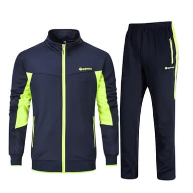 Rdruko Jogginganzug Herren Set Trainingsanzug Sportanzug Langarm Freizeitanzug Männer Tracksuit für Fußball Gym-Dunkelblau Grün L