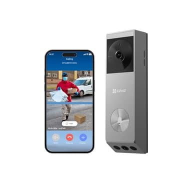 EZVIZ Video Türklingel mit 2K & 1080p Doppelkamera, WLAN Kabellose Türklingel, Personenerkennung, Paketerkennung, Zwei-Wege-Audio und Farbnachtsicht, 32GB eMMC Speicher, EP3x Pro
