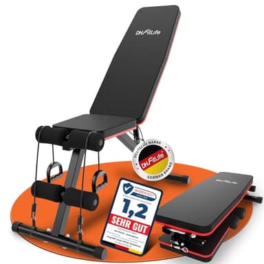 DH FitLife Klappbare 8 in 1 Hantelbank | 80% Platzsparend Trainingsbank für Ganzkörpertraining Zuhause | Verstellbare Fitnessbank & Schrägbank, Bauchmuskeltrainer für Home Gym