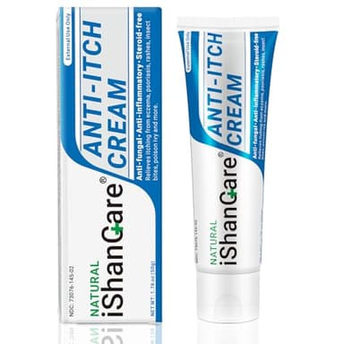 iShanCare® Anti-Juckreiz-Creme, maximale Stärke, sofortige Linderung von Juckreiz bei Hautausschlag, Ekzemen, Insekten-/Mückenstichen, Psoriasis, Poison Ivy, Dermatitis,beruhigende Feuchtigkeitscreme