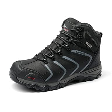 NORTIV 8 Herren Outdoorschuhe Wanderstiefel Trekking Wanderschuhe Wasserdicht Mid Kletterschuhe Bergsteigen Klettern Wandern Schuhe Hiking Boots,Size 45,Schwarz/Dunkel/Grau,160448_M-E