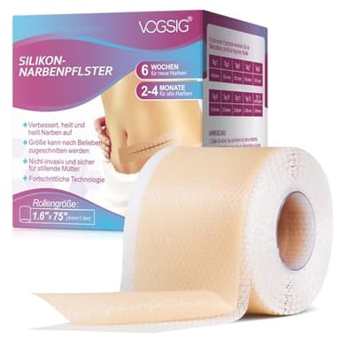 Silikon-Narbenpflaster Rolle - Zur Verbesserung des Erscheinungsbildes von Narben - Hautfreundlich & Wasserdicht - (4 cm x 1,9 m)