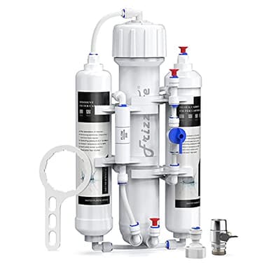 FRIZZLIFE Aquarium Außenfilter & Umkehrosmoseanlage, Kompaktes RO-Wasserfiltersystem, 3-stufig für tropische Fische, Diskusfische, Meeresfische, Kapazität 50 GPD, FAF50