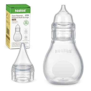 haakaa Silikon Nasensauger Baby| Sicherer Nasenreiniger| Easy-Squeeze Nose Bulb Syringe, Baby Nose unblocker, 0m+ Neugeborenes,Kleinkind(1 Ersatzkopf)-Transparent