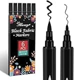 ABEIER 6 Schwarz Textilstifte Waschmaschinenfest Textilfarbe Waschmaschinenfest Dual Tips Stoff Textilmalstifte Permanent, Schwarz Stoffmalstifte Textilmarker für Textilien Schuhe Die Hemden, Hüten