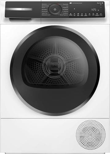 Bosch WQH245B40 Serie 6, Smarter Wärmepumpentrockner 9 kg, Selbsreinigender Kondensator, optimaler Trocknungsgrad mit Auto Dry, Halbe Beladung, Gewebeschonendes Trocknen, Trommelinnenbeleuchtung, Weiß