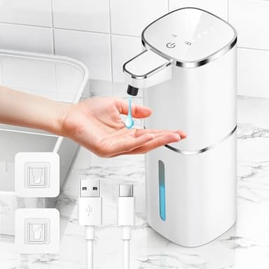 HAPPHOOH Seifenspender Automatisch Wandbefestigung,400ml Elektrischer Seifenspender mit Sensor Infrarot USB Wiederaufladbar,IPX5 Wasserdicht für Küchen,Bad,Schule,Hotel