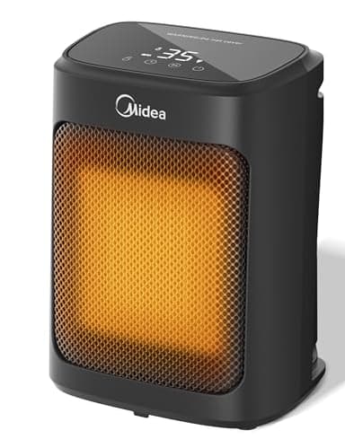 Midea Elektroheizung Keramik 2000W mit Thermostat, 3 Modi 24h-Timer, Überhitzungs- & Kippschutz, Sofortwärme für Büro Schlafzimmer,22CM,Schwarz