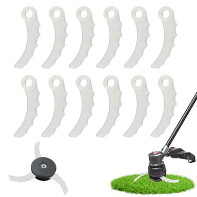 Rasentrimmer Ersatzmesser, RosyFate 12 Stück Rasentrimmer Messer Kunststoff, Kunststoffmesser Rasentrimmer, für Ma kita DUR184L, DUR187U/L, DUR189