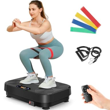 THERUN Vibrationsplatte, Rüttelplatte für Zuhause mit 99 Vibrationsstufen, Fitnessgerät für Muskelaufbau, Fettverbrennung & Ganzkörpertraining, inklusive 4 Fitnessbänder