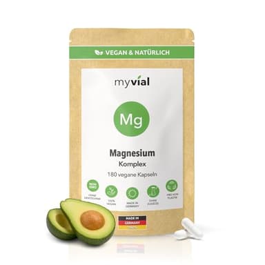 Magnesium Komplex 180 Kapseln - mit Dicitrat, Bisglycinat, Malat, Threonat & Taurinat - 241 mg Magnesium täglich - vegan & ohne Zusatzstoffe - produziert in Deutschland