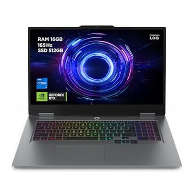 Lenovo LOQ Gaming AI Laptop | 17.3" Full HD 165Hz | NVIDIA GeForce RTX 5070 | Intel Core i7-14700HX | 16GB RAM | 512GB SSD | Win11 | QWERTZ | 24-Zonen-RGB-Tastatur | Grau | 3 Monate Game Pass