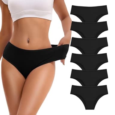 INNERSY Unterhosen Damen Schwarz Brazilian Slip Baumwolle Hipster Unterwäsche Frauen 6er Pack (L, 6 Schwarz)
