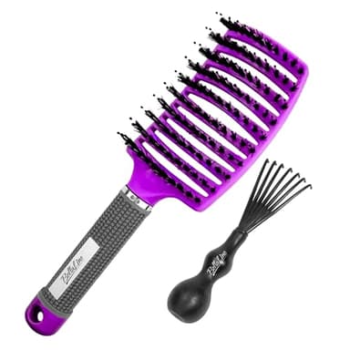 BellaLine Anti-Ziep Haarbürste – Gebogene Entwirr Bürste gegen Knoten, Für Damen, Kinder & Extensions, Schmerzfreies Entwirren bei Nassem & Trockenem Haar, Leicht & Ergonomisch (violett)