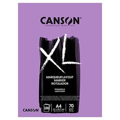 CANSON XL Marker, halbtransparentes, sehr glattes Zeichenpapier, 70 g/m², an der kurzen Seite geleimter Block, DIN A4 21 x 29,7 cm, Extraweiß, 100 Blatt