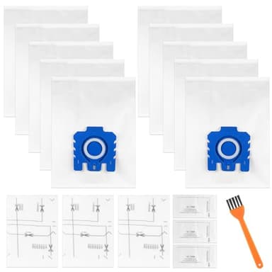 10 Staubsaugerbeutel für Miele HyClean Pure GN Classic C1 Complete C2 C3 S2 S5 S8 S Serie, Efficiency Staubsauger Staubbeutel Zubehör, mit 3 Motorfilter, 3 Abluftfilter, Ersatzteile 9917730 12421130