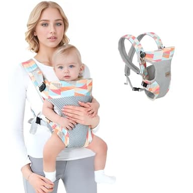 Babytrage für Neugeborene Ergonomische Baby Bauchtrage Rückentrage Leicht Atmungsaktiv 0-36 Monate (Geometrie)