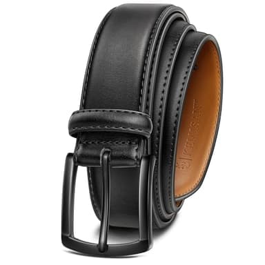 KEMISANT Ledergürtel Herren, Gürtel Herren Leder 35mm für Business und formelle Anlässe,Anzuggürtel Begleiter zu Männer Businessschuhe(Schwarz,120cm/40-42" taille verstellbar)