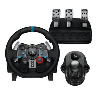 Logitech G G29 SE Driving Force Rennlenkrad und Pedale, Force Feedback, echtes Leder Driving Force Schalthebel – für PS5, PS4 und PC, Mac – Schwarz