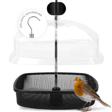 WILDLIFE HOME Futterspender für Mehlwürmer - Futtersäule für Vögel mit Regenschutz zum Aufhängen, Futterstation Vogelfutterspender zur ganzjährigen Wildvögel Fütterung