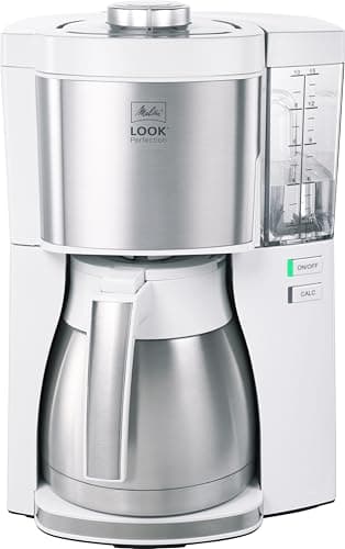 Melitta Look Therm Perfection – Filterkaffeemaschine mit Thermkanne und entnehmbarem Wassertank, für bis zu 10 Tassen, in Weiß/Edelstahl