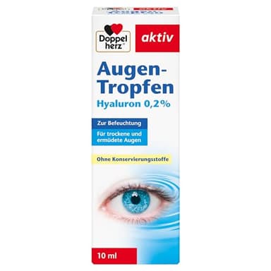 Doppelherz Augen-Tropfen Hyaluron 0,2% - Medizinprodukt ohne Konservierungsstoffe - Augentropfen gegen trockene Augen - 10 ml sterile Lösung