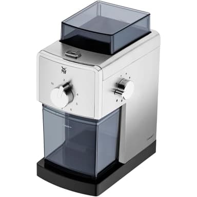 WMF Stelio Edition Kaffeemühle elektrisch, Scheibenmahlwerk aus Stahl, 17-stufiger Mahlgrad, 2-10 Tassen, für Filterkaffee oder French Press, 110 Watt